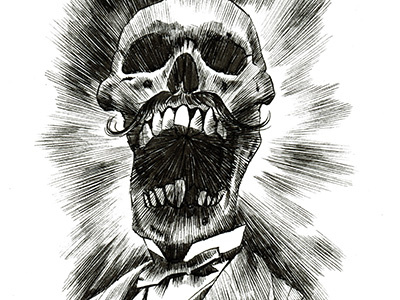Mr. Skullson black and white drawing halloween ink inked inks inktober monster skeleton skull