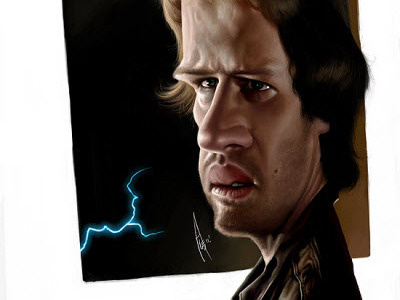 Christopher Lambert by Alex Gallego caricature caricatures cartoon humour illustration