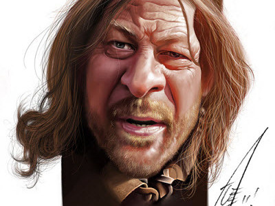 Ned Stark from Game of Thrones by Alex Gallego caricature caricatures cartoon character humour illustration