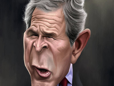 George W Bush by Alex Gallego caricature caricatures cartoon character humour illustration
