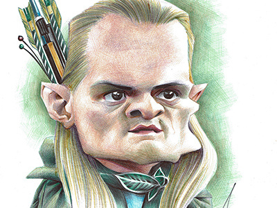 Legolas caricature with ballpoint pen caricature caricatures humour legolas lord of the rings portrait