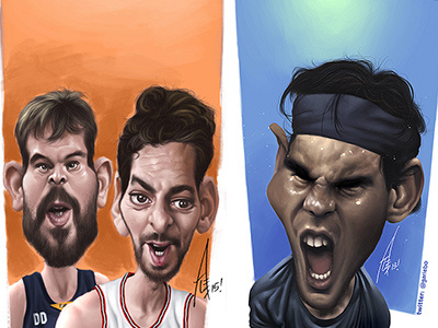 Sports caricature samples basket gasol nadal nba open rafa nadal sport sports tennis