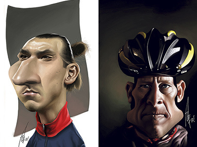 Sports caricature samples armstrong cycling football soccer sport sports tour