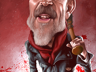 Negan Detail avatar caricature caricatures face humour illustration painting player portrait