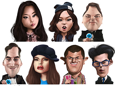 Caricature avatars / poker players for videogame 2d art avatar caricature game game art game illustration player videogame art