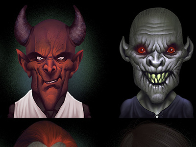 Demon avatars for game art avatar caricature demon devil fantasy game mascot painting portrait