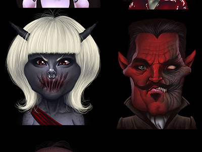 Demon avatars for game art avatar caricature demon devil fantasy game mascot painting portrait