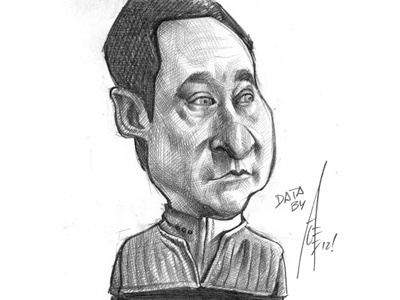 Data from Star Trek sketch by Alex Gallego caricature caricatures cartoon character data humour illustration pencils star trek