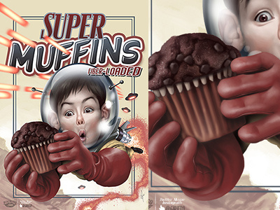 Super Muffins Fake Packaging 2d artist ad advertising art illustration illustrator packaging painting