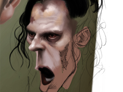 Zombie painting in progress alex caricature caricatures celebrities celebrity cinema fox gallego illustration movie portrait rick grimes walking dead zombie zombies