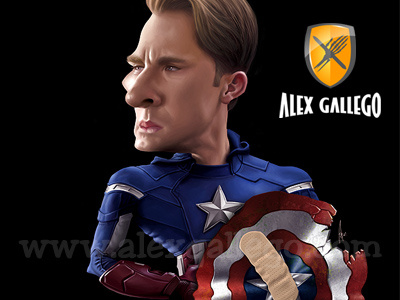 Captain America by Alex Gallego action alex avengers captain america caricature caricatures celebrities celebrity cinema comics dc gallego illustration marvel movie portrait superhero superheroes team