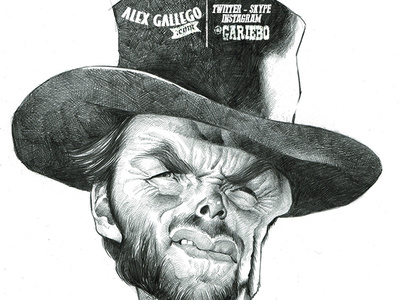 Clint Eastwood caricature art caricature caricatures cartoon character drawing humour pencil pencil art portrait