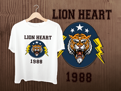 Lion Heart animal animal lovers apparel design etsy gift graphic design leon logo redbubble spreadshirt t shirt t shirt design tee tiger tshirt tshirtdesign wild