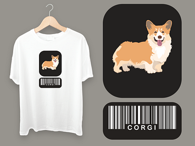 Corgi Barcode animal animal lovers apparel corgi cute dog design dog dog lover dog lovers dogs etsy gift graphic design illustration logo merch t shirt tee thirt tshirtdesign