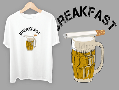 Breakfast beer bier breakfast cigarette drink drunk eat food fruhstück gift hungry lazy smoke smoking t shirt tee