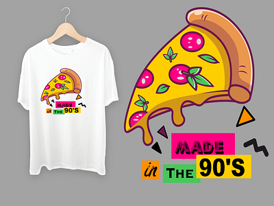 Made in the 90's 90s b day birthday colorful cool design eat fast food food fun funny gift graphic design health healty illustration pizza t shirt tee