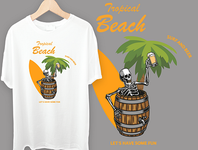 Tropical Beach 90s style beach beer beer lovers drinking friends fun funny gift illustration old old style party summer sun sunny t shirt tee tropical tropical beach