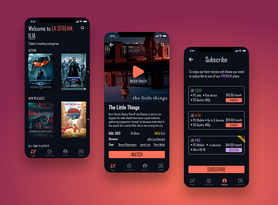 Mobile Streaming App Interface Design android app cellular cinema figma ios mobile movies paywall streaming ui ux watch