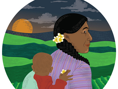 Central American Women Illustrations baby central america coffee coffee farm ethnic women field friends illustration woman woman and child women
