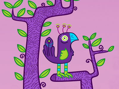 Bird 2d bird edvin illustration leaves susuri tree