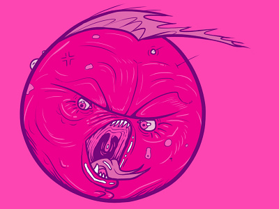 Angry Pink Sphere characterdesign edvinsusuri illustration pink rickandmorty sticker