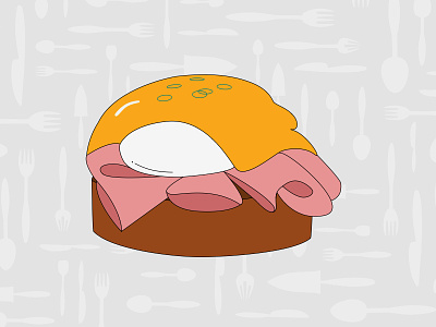 Noms for Newbs | Eggs Benedict Illustration cooking illustration pattern