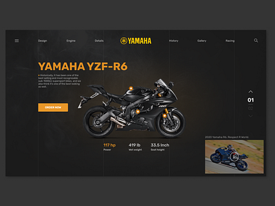 Yamaha YZF-R6 Concept Page branding concept page design graphic design motorcycle ui ux web design yamaha
