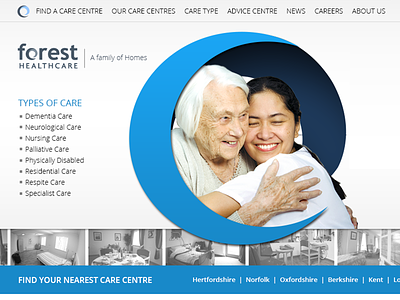 HealthCare Website blue care centre design health old people website white