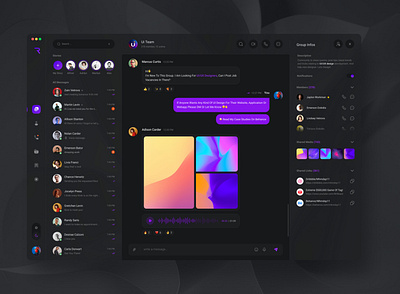 Messenger Dashboard Web App (dark) cahtting app chat dark dark mode dashboard design interface messenger messenger app minimal ui web design