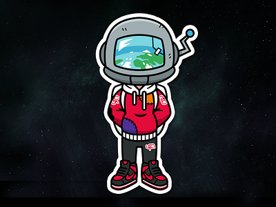 YCA clothing illustration cartoon character clothes creative earth flat funny galaxy graphic design illustration mascot moon outline product design space spaceman spaceship stickers t shirt vector