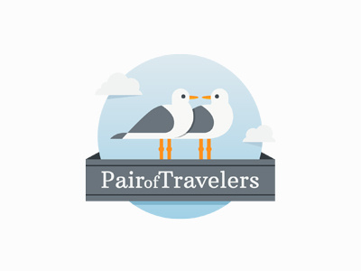Pair of traveler albatross bird brand cloud fly illustration illustrative logo mark sky travel wind wing