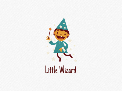Little Wizard business child clean color fun funny hat little logo magic mark rod smile stars wizard
