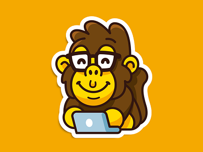 Smart Chimp animal cartoon character chimp cute flat funny games geek gorilla icon illustration logo mascot monkey nerd outline smart sticker vector