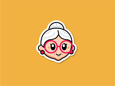 Granny Sticker cartoon character cute design digital emoji flat funny grandma granny icon illustration kawaii logo mascot outline smile sticker sweet vector