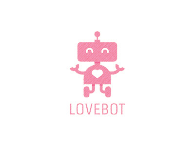 Lovebot adorable cute flurry fun funny fur heart logo mark mascot pink robot smile web