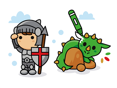 St. George and the Dragon cartoon character children coloring book coloring page cute design dragon flat freebie funny hide and seek illustration kids kids illustration knight mascot outline sketch vector