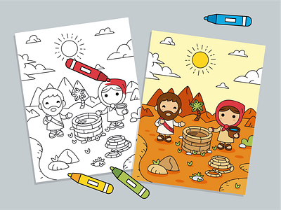 Coloring Pages for kids cartoon children coloring book coloring page colors creative cute desert design flat freebie funny illustration jesus kids mascot product design sun sweet