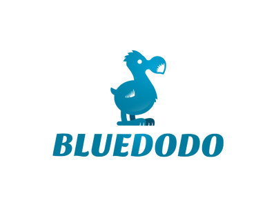 Blue Dodo animal bird cute dodo fun funny icon logo puffy round simple smart