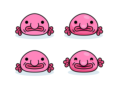 Blob Fish Character Design animal blob fish cartoon character creature emoji emoticon flat friendly funny graphic icon illustration mascot monster ocean outline pink sea vector