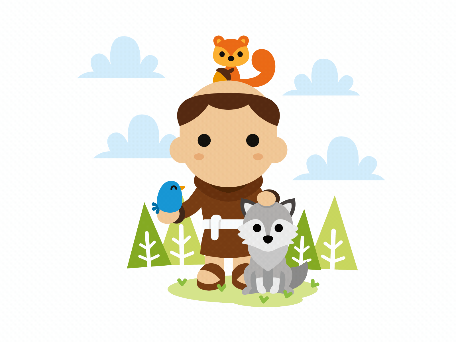 GIF Animation Project animals animation bird cartoon character creative cute flat funny gif illustration mascot monk motion design motion graphic nature squirrel sweet vector wolf
