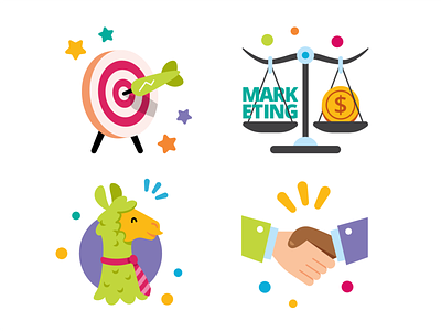 Clar.io About Website Icons business cartoon colorful company flat funny handshake icon icon set icons illustration llama marketing mascot solution target ui ux vector website