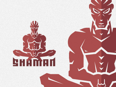 Shaman body concentration logo male man mark muscle red strong warrior