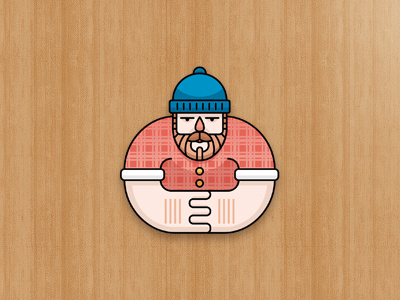Woodcutter beard cutter funny logo mark lumberjack man strong wood