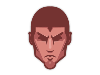 Severe clean detailed expression face facial human logo red severe side smart strong