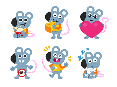 Mouse Mascot Emoji animal application cartoon character children cute emoji emoticon flat funny graphic design illustration kids kids app logo mascot mice mouse sticker vector