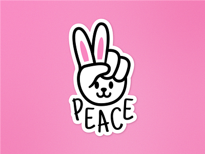 Bunny Peace Hand animal bunny cartoon charms contest cool flat free giveaway funny gesture hand illustration jewelry keychains love peace playoffs rabbit sticker mule stickermule