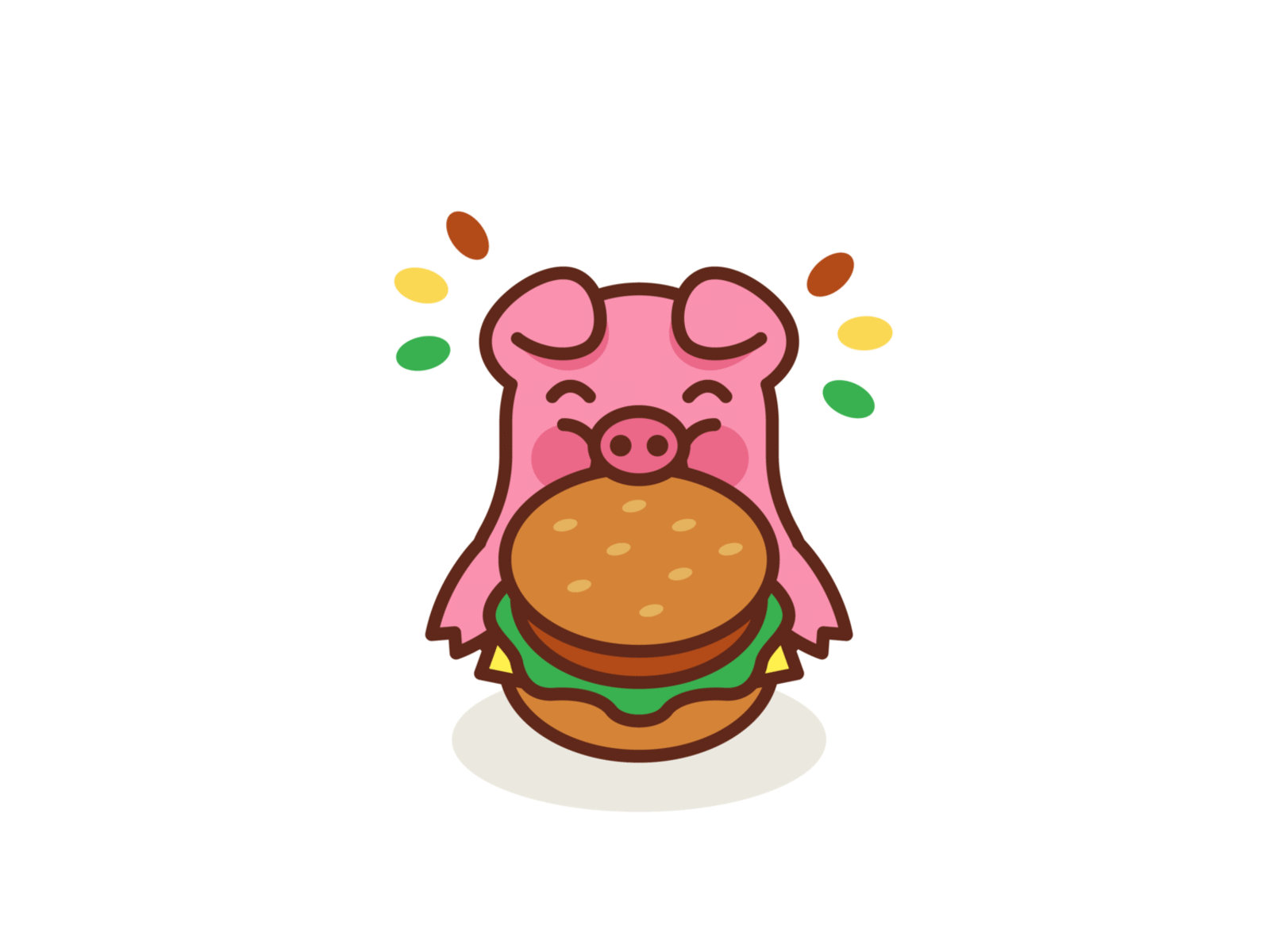Funny Piggy Burger Logo GIF animal animation cartoon character cute flat food funny gif hungry icon illustration logo loop mascot motion design outline pig pink vector