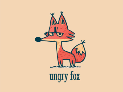 Ungry Fox adorable animal cartoon character children creative cute design flat fox funny illustration logo mark mascot orange outline pet ungry vector