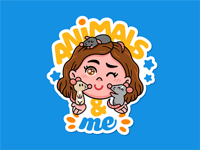 Animals & Me Logo Design avatar cartoon character children cute cute animals flat funny girl illustration kids logo mascot mouse outline pet rat sticker sweet youtuber