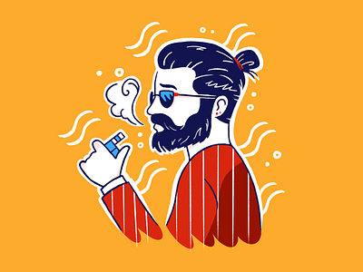 Illustration Sketch t-Shirt Design beard branding cartoon character cool creative digital electronic cigarette fashion flat graphic design illustration man mascot modern procreate sketch stylish t shirt vapor